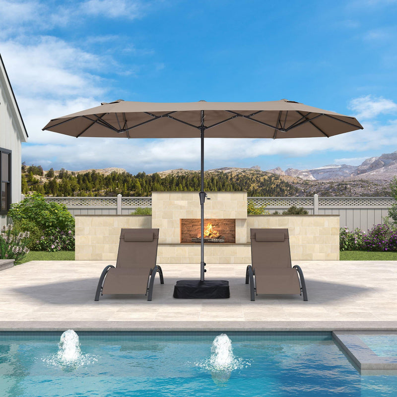 PURPLE LEAF Double-Sided Outdoor Market Table Umbrella with Base for Pool