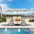 PURPLE LEAF 13'X7' double-sided patio market white large rectangular advanced chain lock pin umbrellas with a sturdy 1.9" powder-coated pole and 12 ribs for stability and free base stand tall beside the pool and sets, providing ample shade.