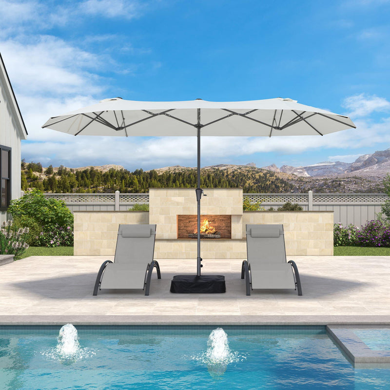 PURPLE LEAF Double-Sided Outdoor Market Table Umbrella with Base for Pool