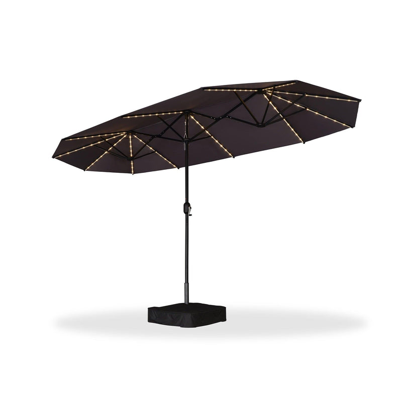 PURPLE LEAF Table Umbrella with Lights Double-Sided Market Umbrella with Base