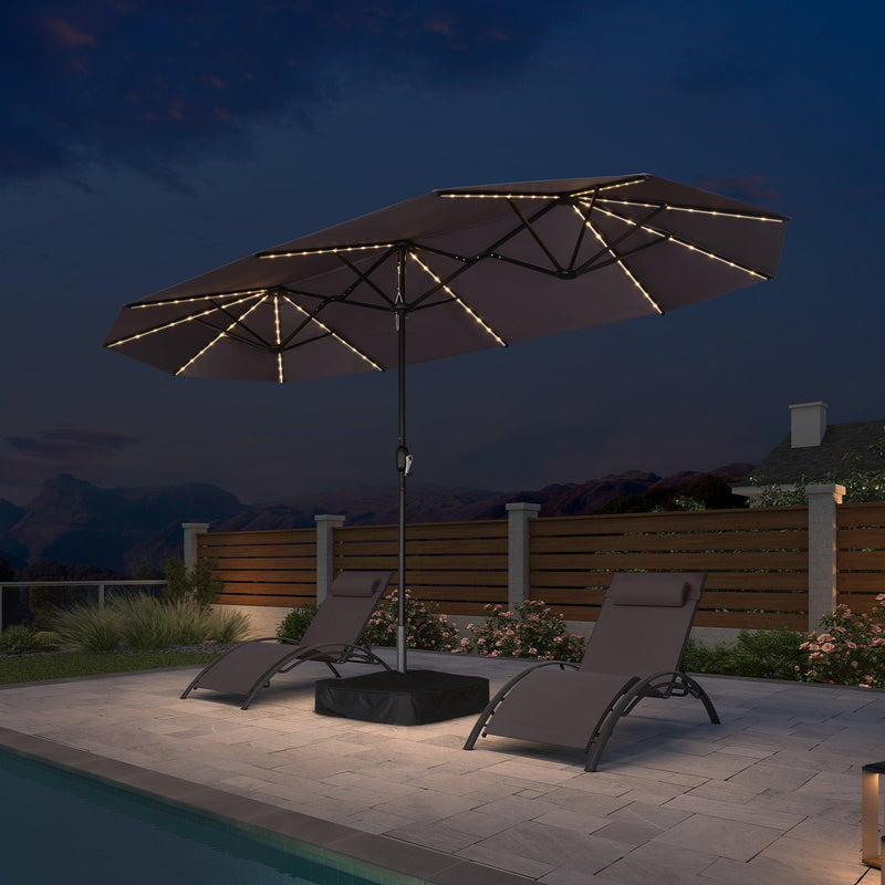 PURPLE LEAF Table Umbrella with Lights Double-Sided Market Umbrella with Base