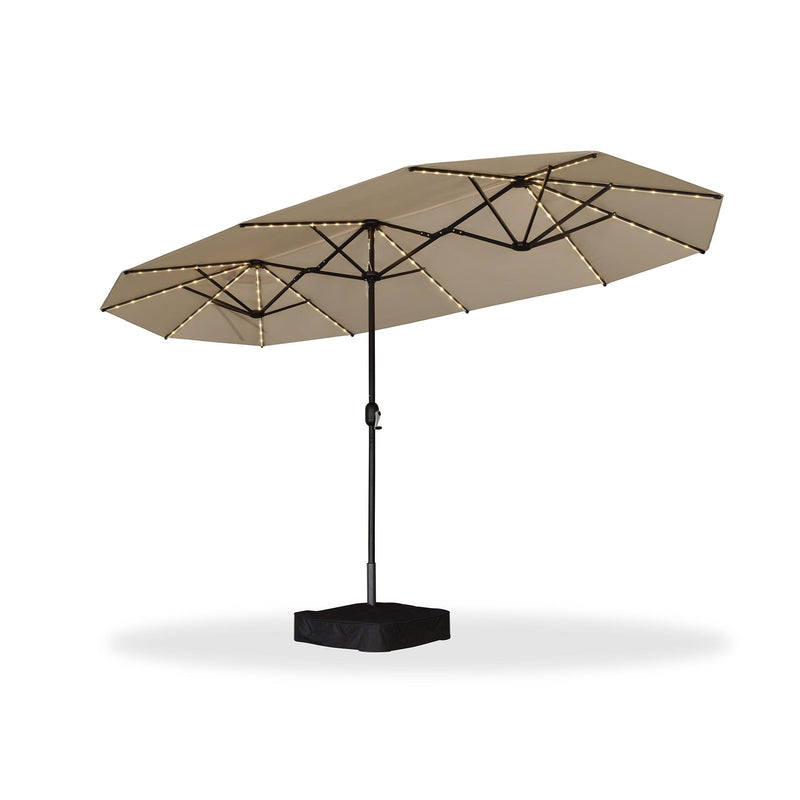 PURPLE LEAF Table Umbrella with Lights Double-Sided Market Umbrella with Base