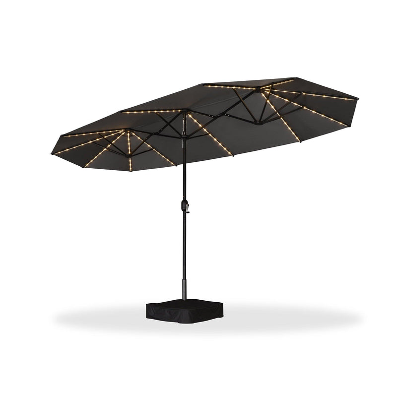 PURPLE LEAF Table Umbrella with Lights Double-Sided Market Umbrella with Base