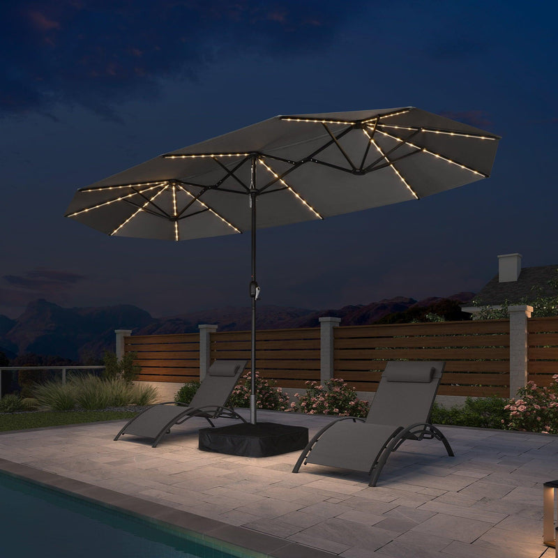 PURPLE LEAF Table Umbrella with Lights Double-Sided Market Umbrella with Base