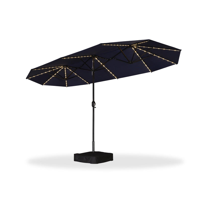 PURPLE LEAF Table Umbrella with Lights Double-Sided Market Umbrella with Base