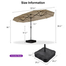 PURPLE LEAF Table Umbrella with Lights Double-Sided Market Umbrella with Base