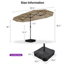 Clearance - PURPLE LEAF OPEN BOX Table Umbrella with Lights Double-Sided Market Umbrella with Base
