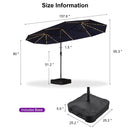 PURPLE LEAF Table Umbrella with Lights Double-Sided Market Umbrella with Base
