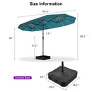 PURPLE LEAF Table Umbrella with Lights Double-Sided Market Umbrella with Base
