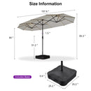 PURPLE LEAF Double Sided Patio Umbrella with Light Large Market Umbrellas with Base