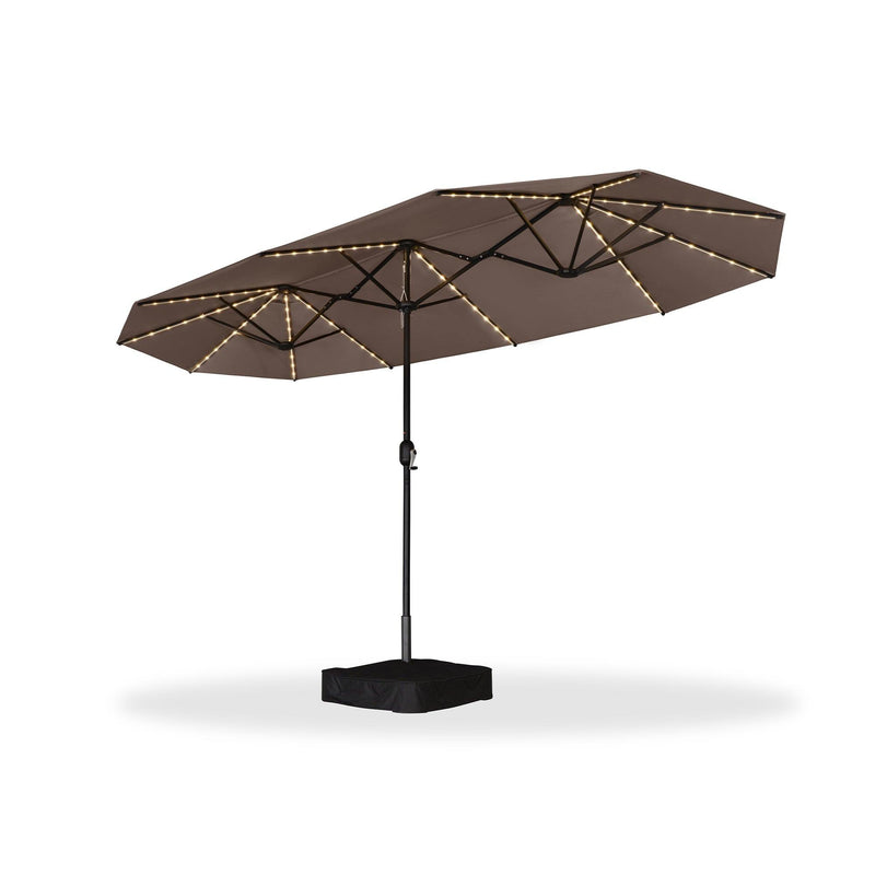 PURPLE LEAF Table Umbrella with Lights Double-Sided Market Umbrella with Base