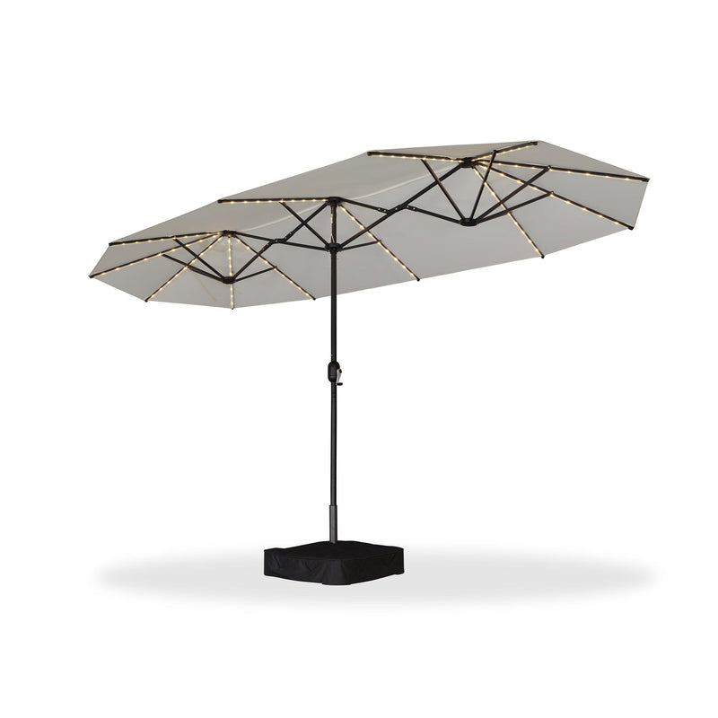 PURPLE LEAF Table Umbrella with Lights Double-Sided Market Umbrella with Base