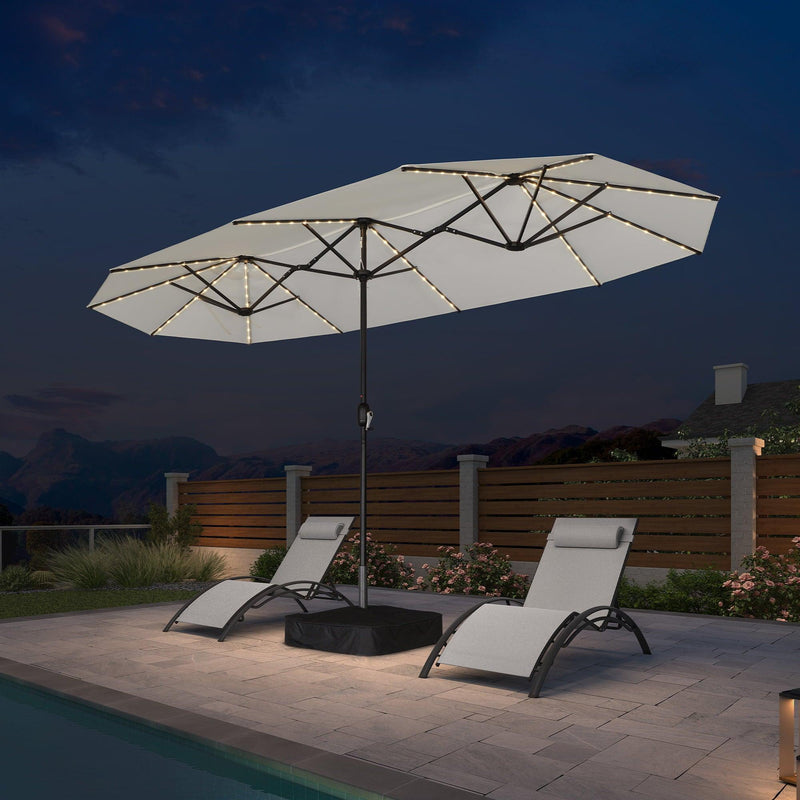 PURPLE LEAF Table Umbrella with Lights Double-Sided Market Umbrella with Base