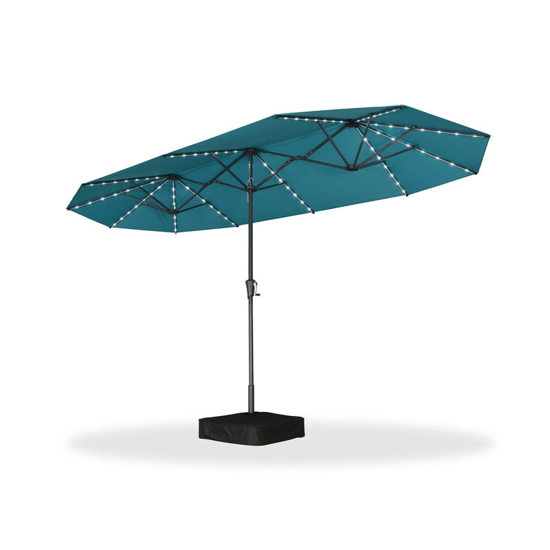 PURPLE LEAF Double-Side Patio Umbrella with Lights Market Umbrella with Base