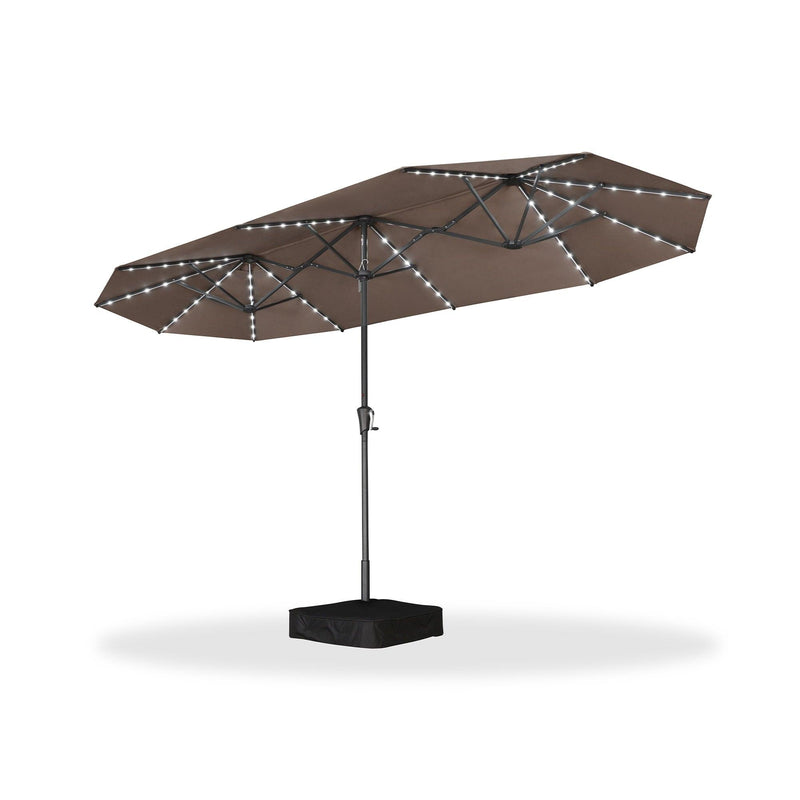 PURPLE LEAF Double-Side Patio Umbrella with Lights Market Umbrella with Base