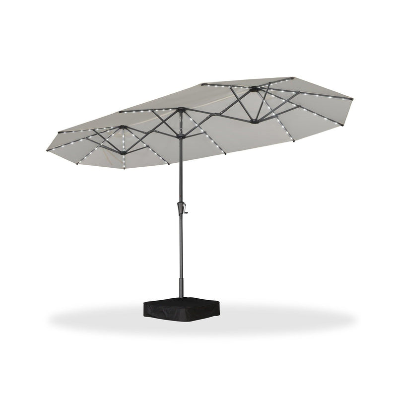 PURPLE LEAF Double-Side Patio Umbrella with Lights Market Umbrella with Base