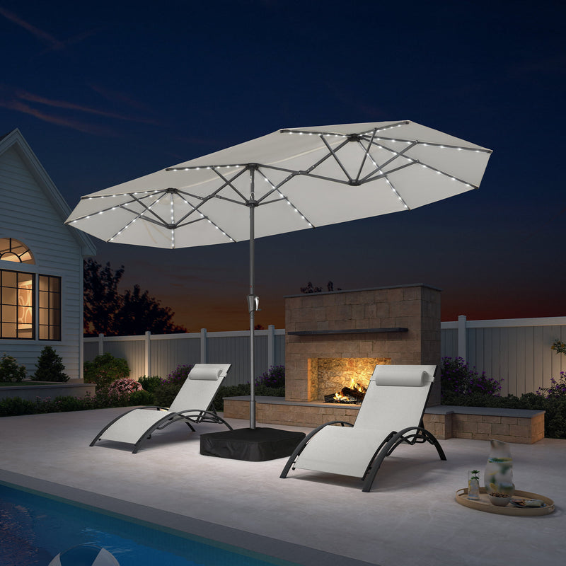 PURPLE LEAF Double-Sided Market Umbrella with Light Large Patio Umbrellas with Base