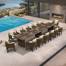 PURPLE LEAF Sanori Outdoor Dining Set Luxury Aluminum Patio Table and Dining Chairs Set with  Olefin Fabric Cushions and Pillows for Deck Garden