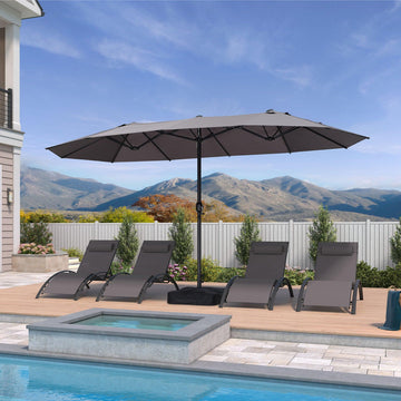 10 ft oblong patio table umbrella Double-Sided Rectangular Patio Umbrella