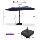 Clearance - PURPLE LEAF OPEN BOX Table Umbrella Double-Sided Market Umbrella with Base