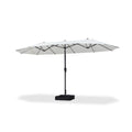 White PURPLE LEAF double-sided rectangular patio market umbrella with base
