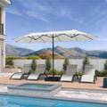 PURPLE LEAF Table Umbrella Double Sided Rectangular Patio Market Umbrella with Base