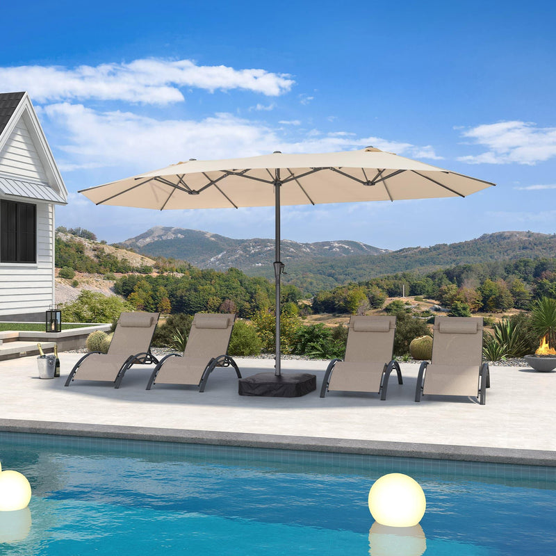 PURPLE LEAF Double-Sided Outdoor Market Table Umbrella with Base for Pool