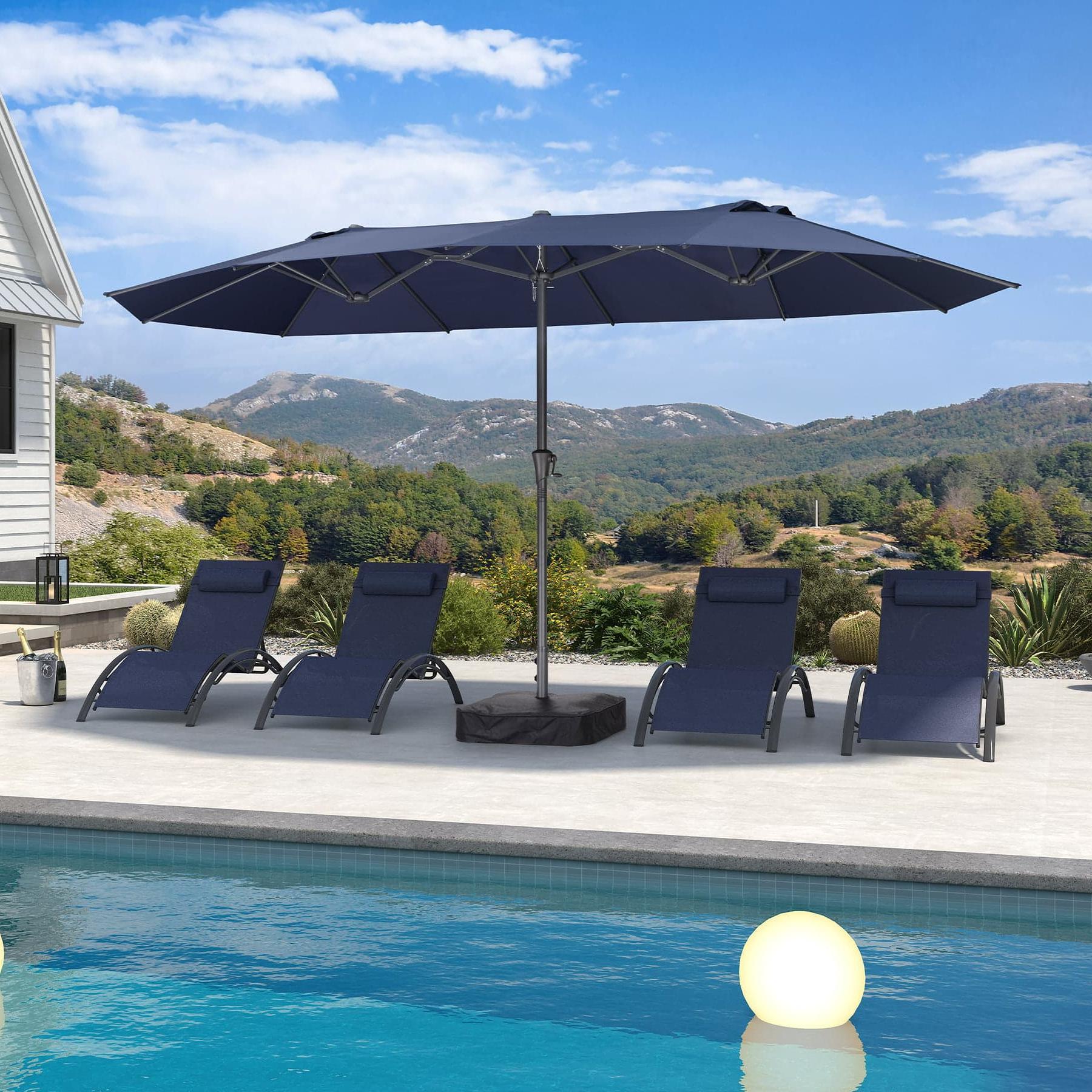11 foot navy blue patio umbrella Double-Sided Rectangular Patio Umbrella