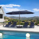 PURPLE LEAF Double-Sided Outdoor Market Table Umbrella with Base for Pool