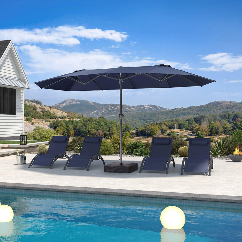 PURPLE LEAF Double-Sided Outdoor Market Table Umbrella with Base for Pool