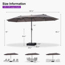 PURPLE LEAF Double-Sided Market Umbrella Large Rectangular Patio Umbrellas with Base