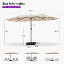PURPLE LEAF Double-Sided Market Umbrella Large Rectangular Patio Umbrellas with Base