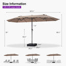 PURPLE LEAF Double-Sided Market Umbrella Large Rectangular Patio Umbrellas with Base