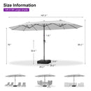 PURPLE LEAF Double-Sided Market Umbrella Large Rectangular Patio Umbrellas with Base