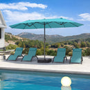 PURPLE LEAF Double-Sided Outdoor Market Table Umbrella with Base for Pool