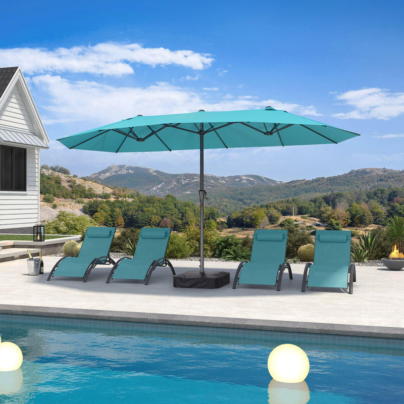 PURPLE LEAF Double-Sided Outdoor Market Table Umbrella with Base for Pool