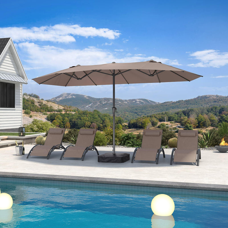 PURPLE LEAF Double-Sided Outdoor Market Table Umbrella with Base for Pool