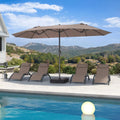PURPLE LEAF Double-Sided Outdoor Market Table Umbrella with Base for Pool