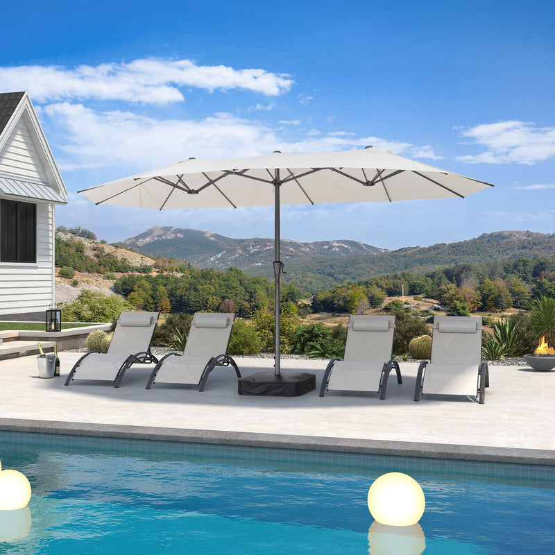PURPLE LEAF Double-Sided Outdoor Market Table Umbrella with Base for Pool
