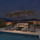 PURPLE LEAF Table Umbrella with Lights Double-Sided Market Umbrella with Base