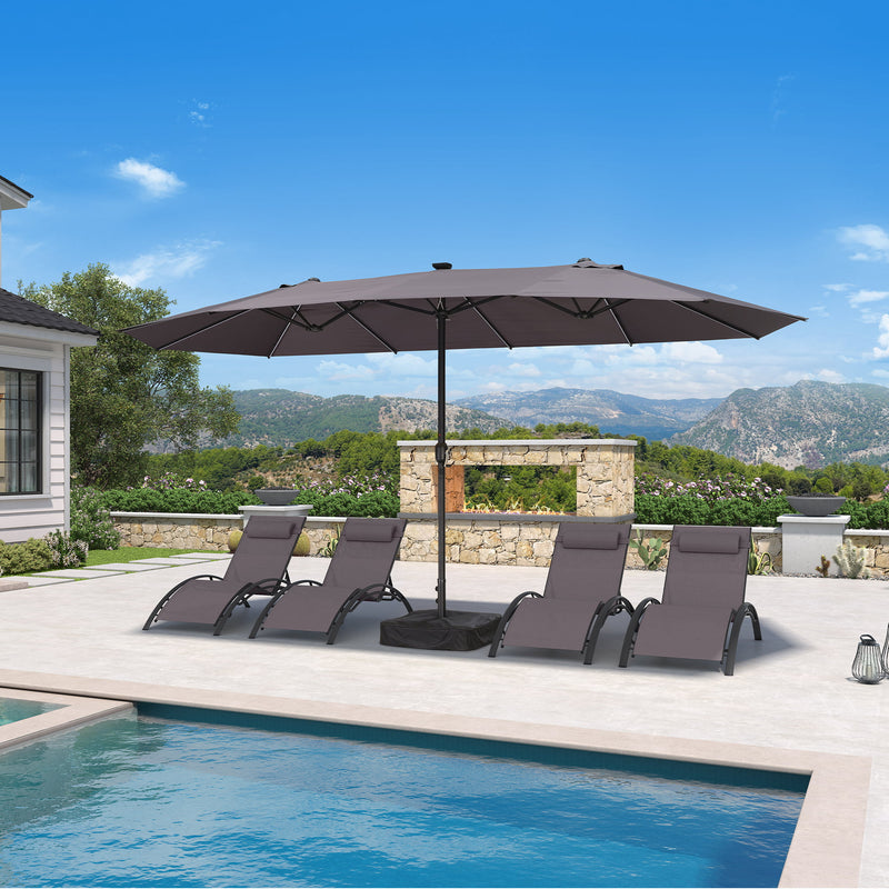 PURPLE LEAF Double Sided Patio Umbrella with Light Large Market Umbrellas with Base