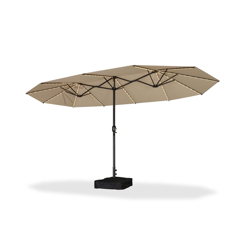 PURPLE LEAF Table Umbrella with Lights Double-Sided Market Umbrella with Base