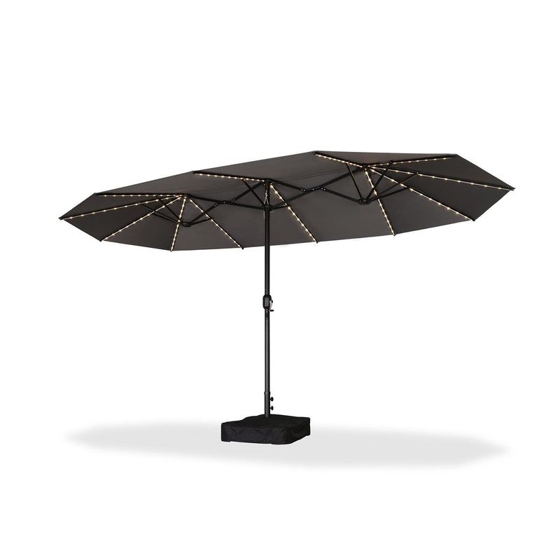 PURPLE LEAF Table Umbrella with Lights Double-Sided Market Umbrella with Base