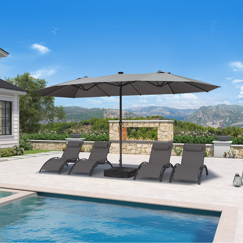 PURPLE LEAF Double Sided Patio Umbrella with Light Large Market Umbrellas with Base