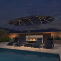 PURPLE LEAF Table Umbrella with Lights Double-Sided Market Umbrella with Base