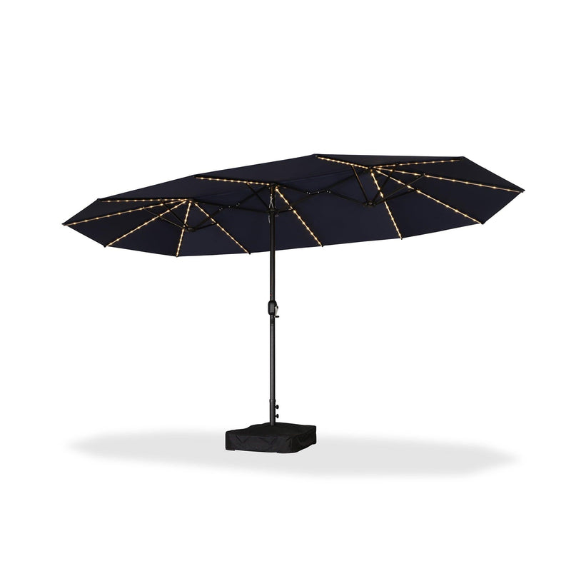 PURPLE LEAF Table Umbrella with Lights Double-Sided Market Umbrella with Base
