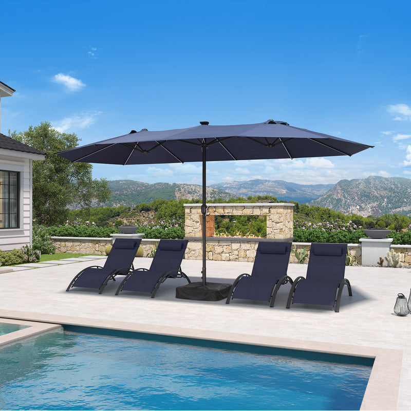 PURPLE LEAF Double Sided Patio Umbrella with Light Large Market Umbrellas with Base