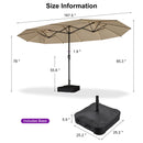 PURPLE LEAF Double Sided Patio Umbrella with Light Large Market Umbrellas with Base