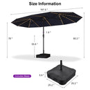 PURPLE LEAF Double Sided Patio Umbrella with Light Large Market Umbrellas with Base