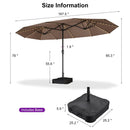 PURPLE LEAF Table Umbrella with Lights Double-Sided Market Umbrella with Base